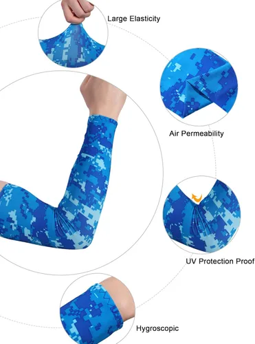Miniatura 5 de Mudder 8 Pairs UV Sun Protection Cooling Arm Sleeves for Men Women Youth Silk Compression Arm Cover Breathable Outdoors Sport Camouflaje