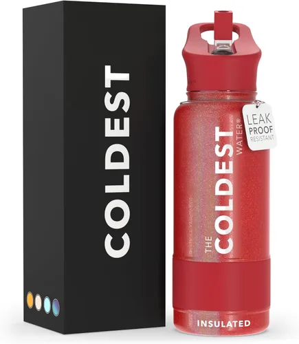 Miniatura 10 de Coldest - Botella para agua con tapa que incluye pajilla, térmica y metálica (acero inoxidable), para hombres y mujeres, color morado