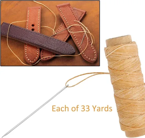 Miniatura 4 de JANYUN 792 yardas, 24 colores, hilo plano encerado para costura de cuero, suministros de bricolaje, cada uno de 33 yardas