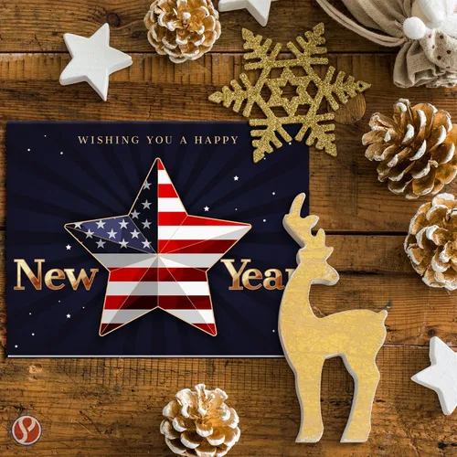 Miniatura 3 de 2026 Wishing You A Happy New Year - Tarjetas de felicitación y sobres plegables de Navidad americana, tarjetas navideñas patrióticas de Estados