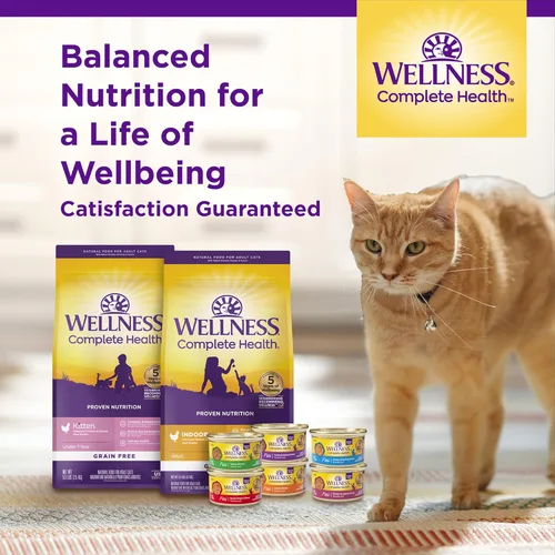 Miniatura 8 de Wellness Complete Health - Alimento seco para gatos adultos para interior, granos integrales, natural, pollo (bolsa de 2.3 kg)