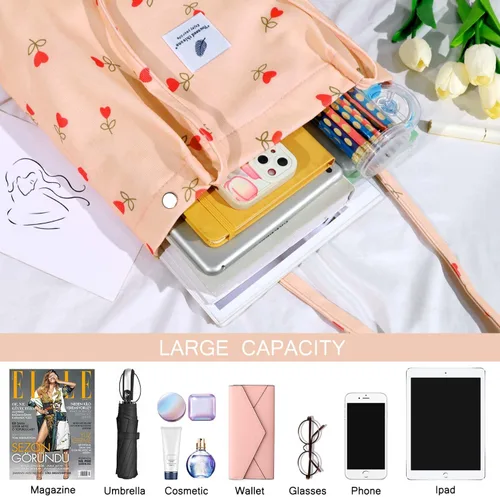 Miniatura 151 de Ayieyill - Bolsa de pana para mujer y niña, con correa de lona para colgar al hombro, bolsa con bolsillo