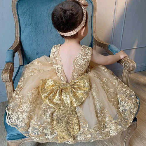 Miniatura 41 de CMMCHAAH - Vestidos de encaje para concursos de niñas bebés de 0-6 años, vestido formal para fiestas con diadema