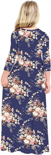 Miniatura 76 de 21KIDS Vestido largo floral de manga larga 3/4 con bolsillos para niñas de 6 a 12 años