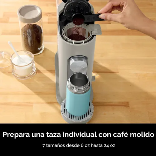 Miniatura 5 de Ninja Pods & Grounds Cafetera de una sola porción, compatible con cápsulas K-Cup, prepara molidos, diseño compacto, depósito de 56 oz, tamaños