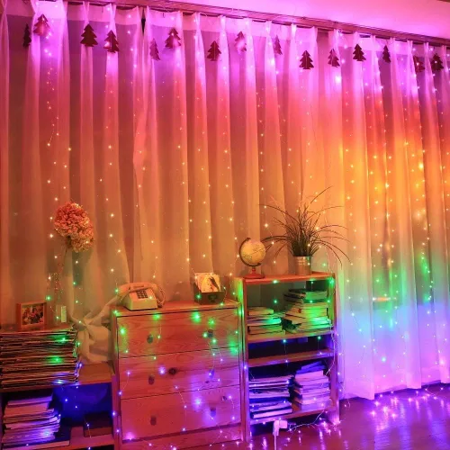 Miniatura 12 de Honche - Tira de luces LED de 300 luces en forma de hadas para cortina, 10 x 10 pies, con control remoto, luces de ventana para dormitorio, boda