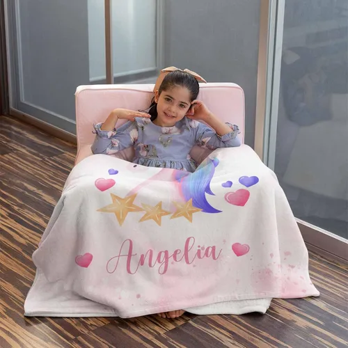 Miniatura 81 de Artsadd Manta de bebé personalizada para niños y niñas con nombre, manta personalizada con nombre de bebé con patrón de unicornio, manta