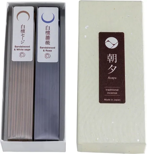 Miniatura 8 de Asayu Japan Varillas de incienso tradicionales, juego de purificación (sándalo y salvia blanca + sándalo y rosa), 1.41 oz (cada aroma 0.71 oz)
