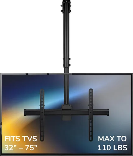 Mount-It! - Soporte de techo para TV, ajustable en altura, rotación completa de 360 grados, inclinación y giro para televisores de pantalla plana