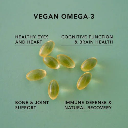 Miniatura 3 de AMANDEAN Suplemento vegano de Omega 3. Alternativa premium al aceite de pescado. DHA y EPA de algas. Cápsulas blandas libres de carragenina. Ácidos