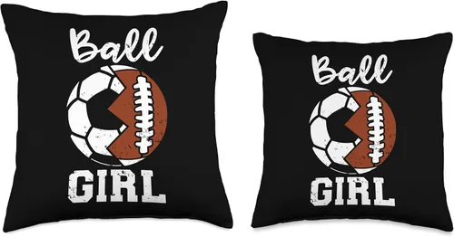 Miniatura 3 de Ball Girl Funny Soccer Football Girl Throw Pillow