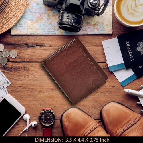 Miniatura 19 de Cartera de cuero RFID hecha a mano para hombres, elegante cartera de bolsillo frontal triple con 2 ranuras para identificación y 9 tarjetas, Negro