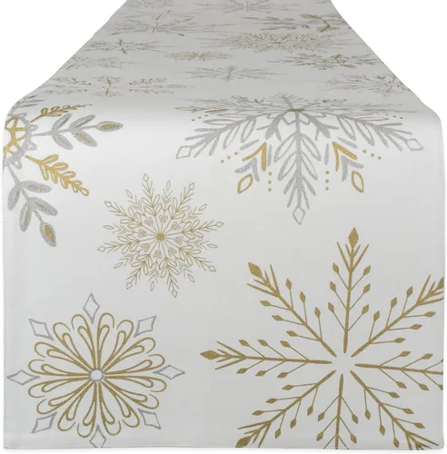 Miniatura 14 de Colección de mesa navideña DII Sparkle Metallic, camino de mesa, 14x72 pulgadas, copos de nieve en jacquard