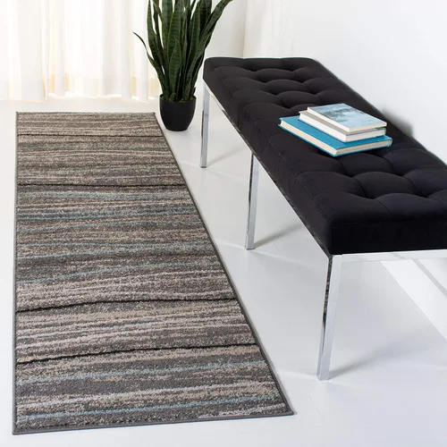 Miniatura 11 de SAFAVIEH Amsterdam Collection AMS111A - Alfombra para pasillo, 2 pies 3 pulgadas x 8 pies, color crema y beige, diseño moderno de ondas a rayas,