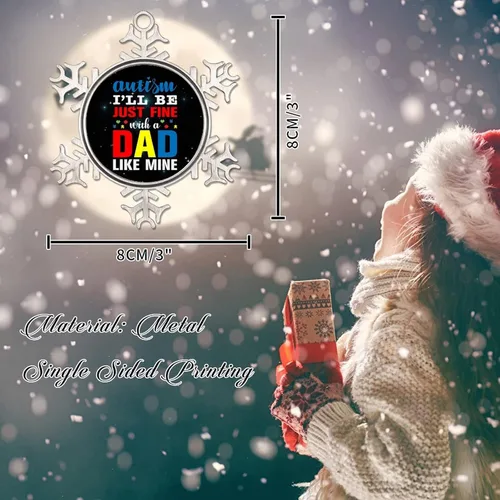 Miniatura 2 de Adornos de Navidad para niños con autismo I'll Be Just Fine with A Dad Like Mine para niños, decoraciones de conciencia sobre el autismo, adornos