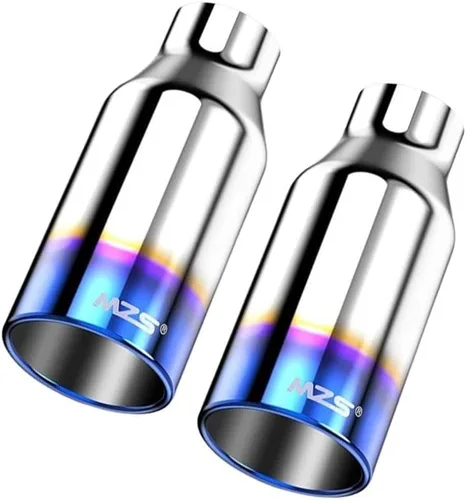Miniatura 16 de MZS Punta de escape, tubo de escape universal de acero inoxidable de 2.5" de entrada, 4" de salida, 9" de longitud, borde tangente - Titanio quemado