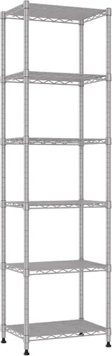 REGILLER Estantería de Alambre de 6 Niveles de Acero, Unidad de Almacenamiento con Estantes Ajustables para Lavandería, Baño, Cocina, Despensa, Negro