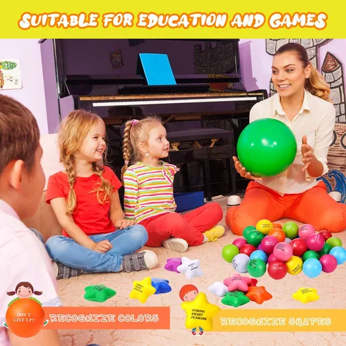 Miniatura 4 de Jerify 140 bolas de estrés a granel para adultos, espuma colorida, estrella motivacional, bola de estrés, juguete de regalo con citas inspiradoras