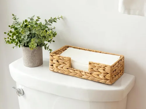 Miniatura 6 de StorageWorks Servilletero de hierba marina para mesa, cestas de mimbre para baño, dispensador de servilletas rústico para comedor, sala