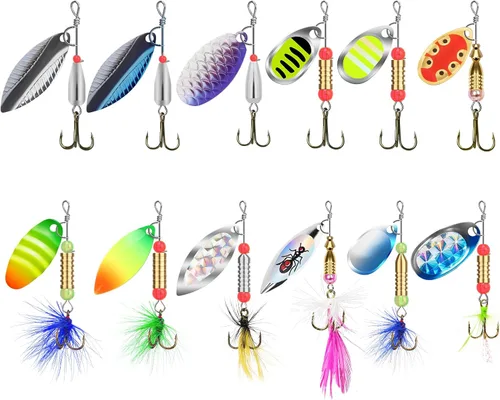 TRUSCEND Cebos Giratorios de Pesca Swim o Jig para Agua Dulce y Salada, Señuelos de Pesca Rooster Tail para Trucha Lubina Lucioperca Crappie Salmón