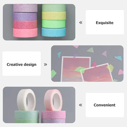 Miniatura 3 de STOBOK Cinta adhesiva Washi con purpurina de macarrón para manualidades, cinta adhesiva de papel Washi para manualidades, álbumes de recortes