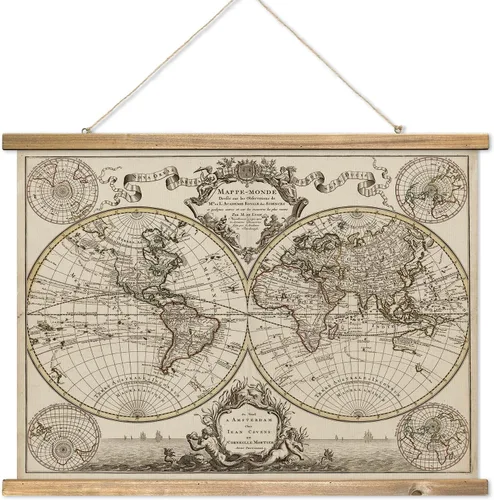 Miniatura 8 de XIAOAIKA Tapiz de Mapa del Viejo Mundo - Póster de Carta Náutica Vintage con Marco de Madera, Arte Clásico de Exploración Marítima, Colgante