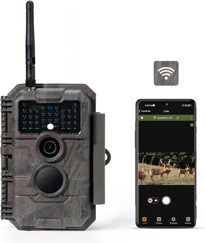 Miniatura 9 de GardePro Cámara de rastreo Bluetooth WiFi E8 2.0 (no celular), video 4K y fotografía de 64 MP, antenas duales, conexión estable, visualización
