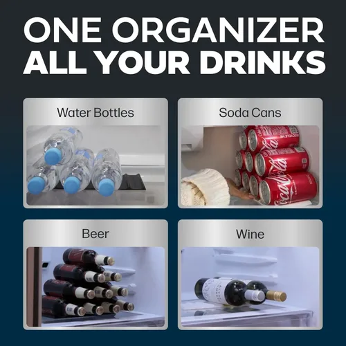 Miniatura 5 de Cooks Innovations Organizador de bebidas para nevera, 1 paquete de organizadores y almacenamiento para refrigerador, soporte para botellas de agua