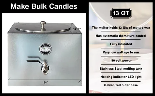 Miniatura 3 de Derretidor de cera para hacer velas, cera de acero inoxidable y fusión de jabón, capacidad de 3 galones, fundidor para cualquier tipo de ceras