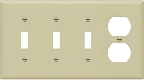 ENERLITES Placa de pared combinada de triple palanca/salida de receptáculo dúplex individual, tamaño estándar, cubierta de interruptor de luz de 4