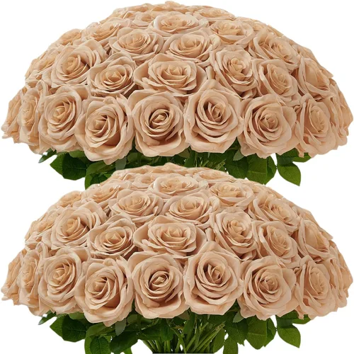 Miniatura 15 de Carlita's Blooms 15 piezas Rosas Falsas Flores Artificiales de Seda Flor Rosa Falsa Tallos Largos Ramo para Arreglo Centro de Mesa de Boda Fiesta