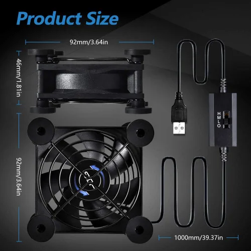 Miniatura 3 de Ventilador USB silencioso de 80 mm, ventilador de enfriamiento portátil de 5 V USB para panel plano, Xbox, DVR, PlayStation, router, TV, receptor