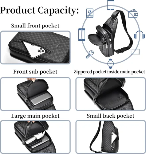 Miniatura 4 de FSD. WG - Mochila bandolera para hombre, bolsa de pecho, bolsa de hombro, bolsa de senderismo de viaje para hombres con resistente al agua