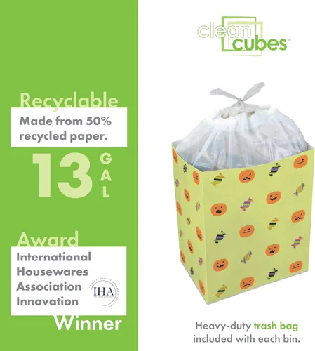 Miniatura 5 de Clean Cubes Botes de basura desechables de 13 galones (paquete de 3) con bolsas bajas, contenedores plegables de basura y reciclaje para fiestas
