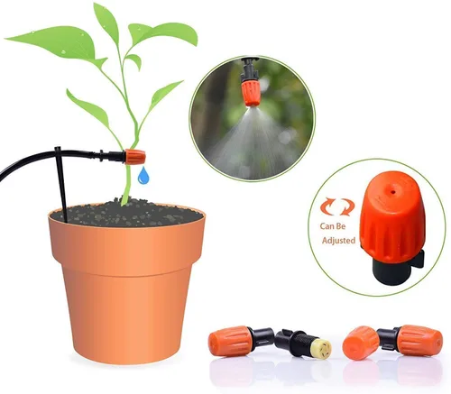 Miniatura 3 de MSDADA Sistema de riego automático de jardín de 50 pies, kit de riego de plantas de distribución en blanco de 1/4 de pulgada, accesorios que