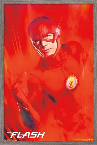 Trends International DC Comics TV - The Flash - Póster de pared de arte clave, 14.725 x 22.375 pulgadas, versión enmarcada de madera de granero