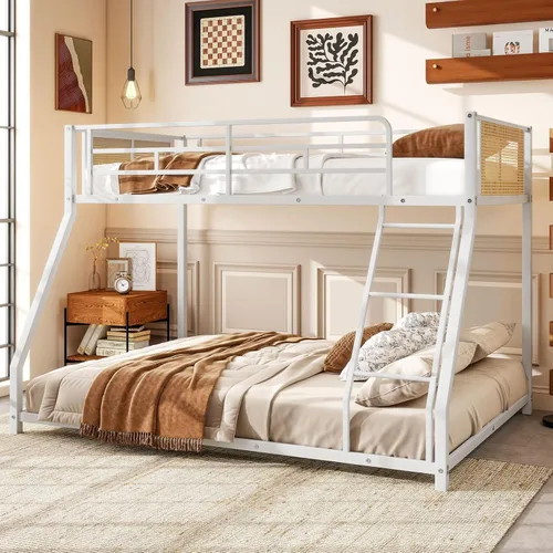 Miniatura 16 de Giantex Literas de metal tamaño individual sobre matrimonial, litera resistente para adolescentes y adultos con escalera y barandillas, litera