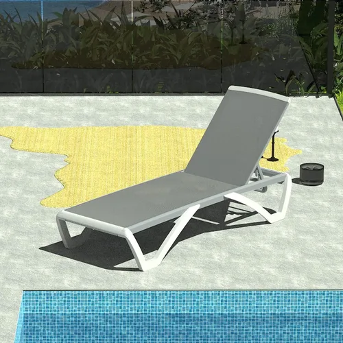 Miniatura 15 de Domi - Tumbona de aluminio para exteriores con respaldo ajustable, para playa, patio, balcón, piscina (1 silla marrón)