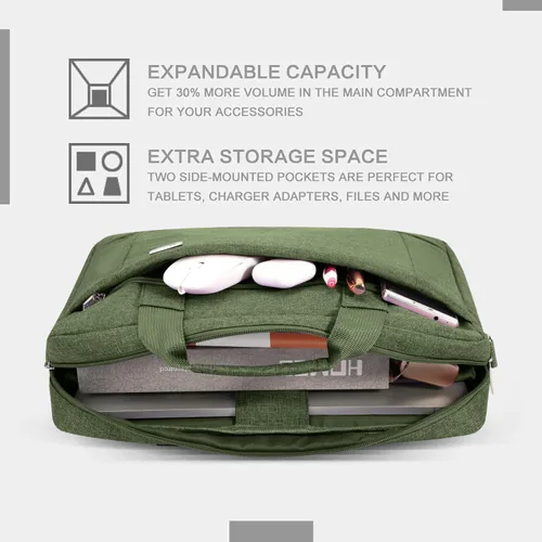Miniatura 3 de Voova - Bolso para laptop de 15, 15.6, 16 pulgadas, funda para computadora con bandolera, maletín expandible impermeable para negocios para hombres