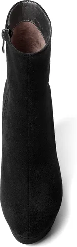 Miniatura 3 de AMBELIGHT Botas de cuña de gamuza con punta redonda para mujer, con cremallera, plataforma de moda, tacón alto, 4 pulgadas