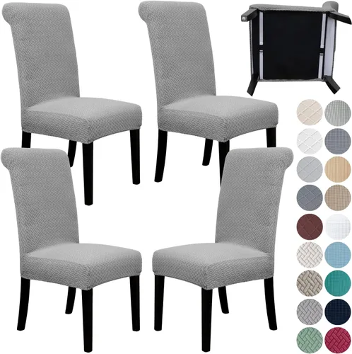 Miniatura 44 de SPRINGRICO Paquete de 2 fundas para sillas de comedor con cinturón de seguridad, fundas elásticas para sillas Parsons lavables, fundas protectoras