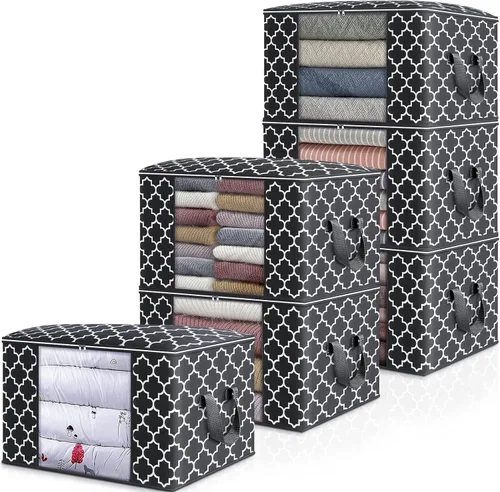 Miniatura 24 de WISELIFE Bolsas de almacenamiento, organización de ropa de manta grande y contenedores de almacenamiento para ropa de cama, edredones, organizador