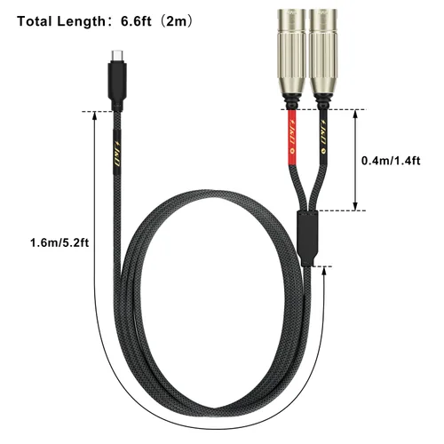Miniatura 7 de J&D Adaptador convertidor de cable estéreo USB C a doble XLR macho para amplificador, mezclador de consola de mezcla, altavoz compatible con iPhone