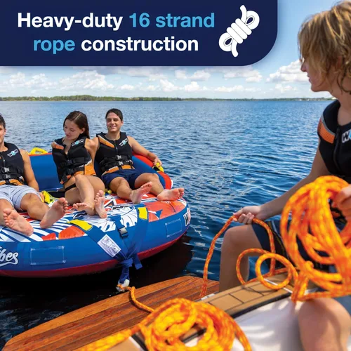 Miniatura 3 de WOW Sports Cuerda de remolque de 3k 60 pies con boya de espuma flotante Cuerda de remolque para 1 2 o 3 personas para navegar, 17-3030 Amarillo