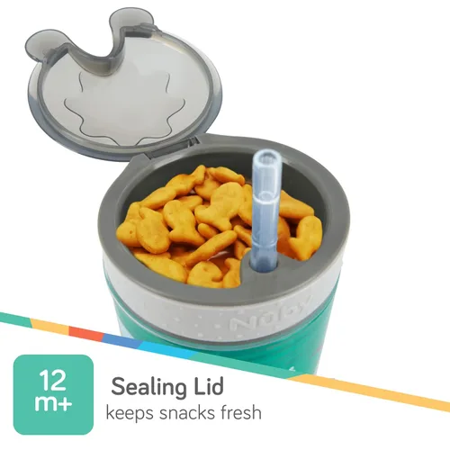 Miniatura 8 de Nuby Tazón de aperitivo todo en uno y taza de popote suave antiderrames, los colores y las impresiones de Snack N' Sip pueden variar. Capacidad