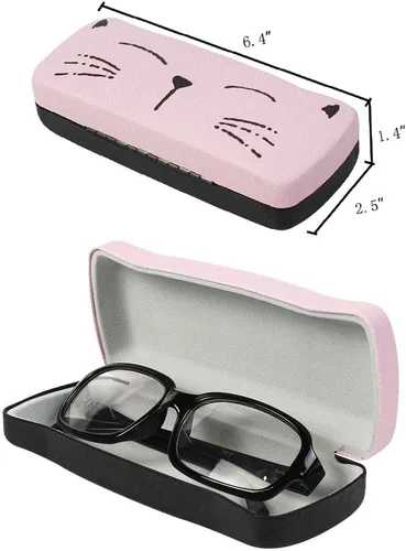 Miniatura 4 de JAVOedge Paquete de 2 Funda de almacenamiento de lentes con diseño de cara de gato multicolor con tela de microfibra