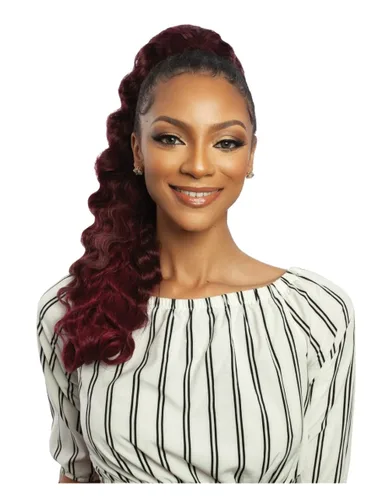 Miniatura 3 de Mane Concept Mezcla de cabello humano Cola de caballo marrón Sugar Wrap N Tie BSWNT07 Onda Crimp Wnt 22" (2)