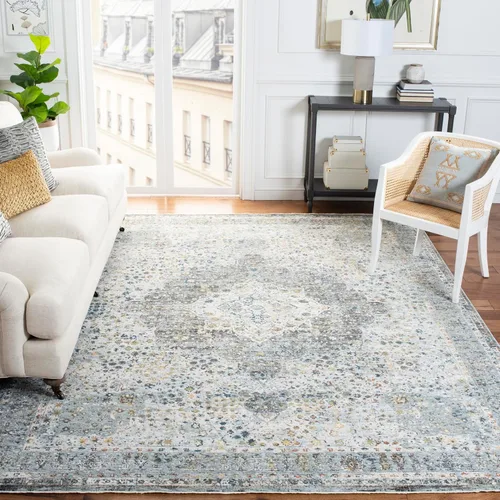 Miniatura 12 de SAFAVIEH Winston Collection - Alfombra de pasillo, 2 pies 2 pulgadas x 8 pies, color azul y crema, diseño envejecido, no desprende pelusa y de fácil