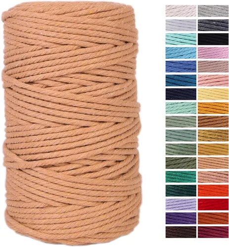 Miniatura 56 de Cuerda de Macramé Gris Claro 3mm x 109 Yardas, Cuerda de Algodón de Colores Cuerda para Manualidades Cuerda de Algodón Colorida para Colgar