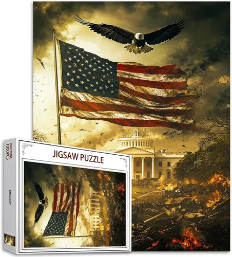 Miniatura 34 de Rompecabezas de 1000 piezas con la bandera americana y águila para adultos, rompecabezas del 4 de julio, para juegos de actividades familiares